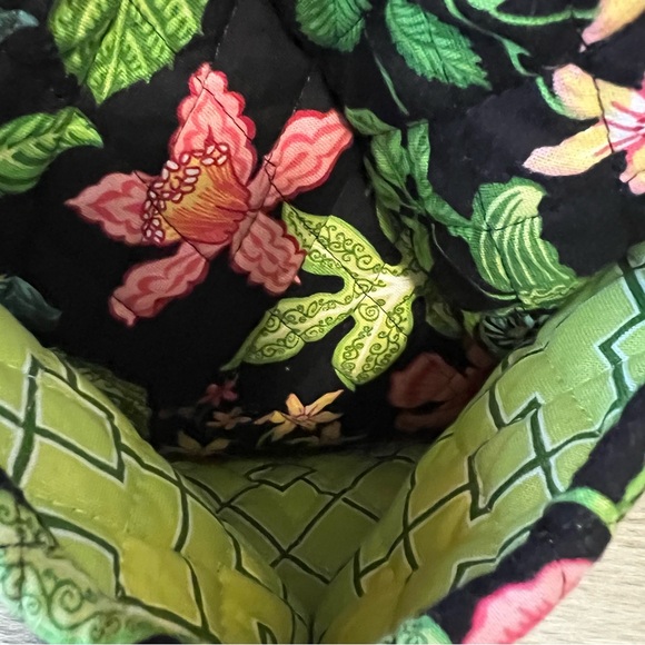 VERA BRADLEY Botanica 2007 Large Duffle Bag Zipper Y2K Black Pink Green Floral - Picture 6 of 13